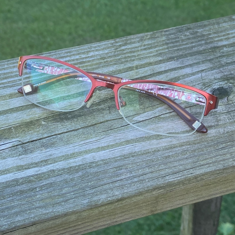 Liz Claiborne frames copper red metallic half rim 51[]16 130 floral pattern